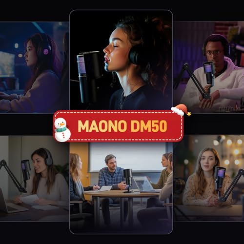 MAONO USB Microphone for Gaming Streaming, Podcast Condenser mic with 3 Polar Patterns Software for Twitch TikTok YouTube Discord, Profession Studio Recording Mic for Computer PC Mac DM50