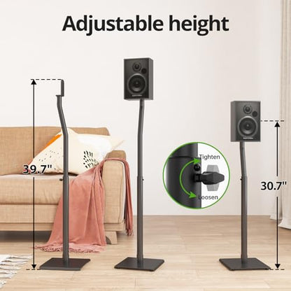 USX MOUNT Universal Speaker Stands, Height Adjustable Extend 30.0" to 39.1" for Satellite Speakers & Small Bookshelf Speakers up to 11 lbs Per Stand, 1 Pair Floor Stands for Sony Bose Polk JBL Yamaha - size: 30" to 39.1"