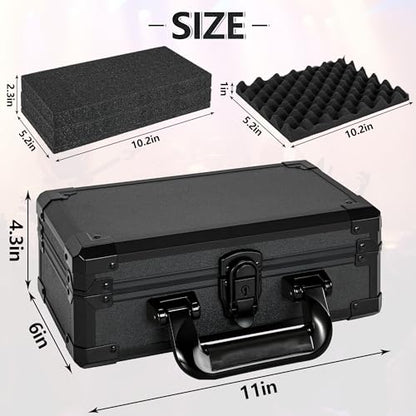11 Inch Carrying Case with Customizable Pre-Diced Foam | Aluminum Case, Aluminum Alloy Sturdy Build, Storage Case for Microphone, Equipment, Camera, Tools, Recorder, etc - size: 11.1x5.9x5.5 Inch