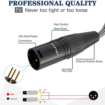 JOLGOO XLR Male to Dual 1/4" TS Mono Y Splitter Microphone Cable, XLR Male to Dual 6.35mm TS Y Adapter Cord, 10 Feet - size: 10 Feet, style: XLR Male to dual 1/4 TS Male