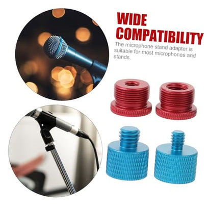4-Pack Microphone Stand Adapter Set U-Shaped Mic Holder 3/8 Female to 5/8 Male Thread for Boom Arm and Mic Stands Sturdy Screw Mount for Studio Recording