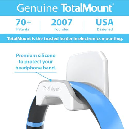 TotalMount Gaming Headset Hanger – Removable Adhesive Strips (White) | Designed in the USA – Easy, Damage-Free Wall, Desk, or PC Mounting (Headphone Hook With Premium Silicone Cradle) - style: Premium White