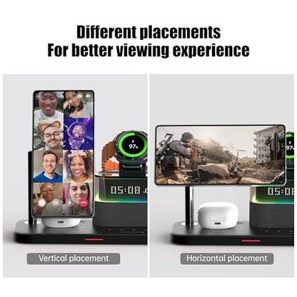 Magnetic Charger for Samsung, 5 in 1 Wireless Charging Station for Samsung Galaxy S25 Ultra/S24/S23/S22, Galaxy Watch 8/7/6/4/5, Galaxy Buds/Pro, Upgraded Version - color: Black-Upgraded Version