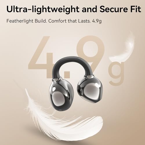 Open Ear Clip on Earbuds Bluetooth Headphones Wireless Ear Buds | Bluetooth 5.4 LED Digital Display IPX5 Waterproof HiFi Stereo 36H Playtime Comfortable Lightweight - color: Black