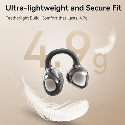Open Ear Clip on Earbuds Bluetooth Headphones Wireless Ear Buds | Bluetooth 5.4 LED Digital Display IPX5 Waterproof HiFi Stereo 36H Playtime Comfortable Lightweight - color: Black