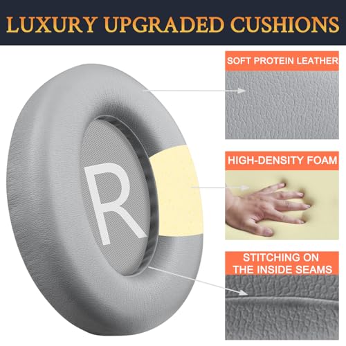 SOULWIT Protein Leather Replacement Earpads for Bose 700 (NC700) Wireless Headphones, Ear Pads Cushions with Softer Protein Leather, High-Density Noise Cancelling Foam, Added Thickness - Silver - color: Silver