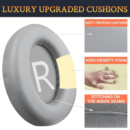 SOULWIT Protein Leather Replacement Earpads for Bose 700 (NC700) Wireless Headphones, Ear Pads Cushions with Softer Protein Leather, High-Density Noise Cancelling Foam, Added Thickness - Silver - color: Silver