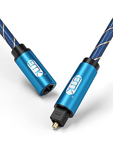 EMK Optical Audio Cable Toslink Male to Female Audio Adapter Cable,Extension Adapter Nylon Braided Cord Compatible for Home Theater, Sound Bar, TV, PS4, Xbox, PlayStation and More,Blue (9.8ft/3m) - size: 9.8ft/3m