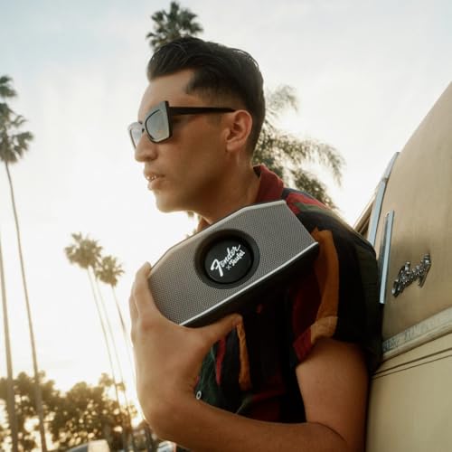 Teufel Fender x ROCKSTER GO 2 Portable Bluetooth Speaker | Powerful Sound, Rugged, Waterproof, 28 Hour Battery, Carrying Strap for Outdoors and Travel