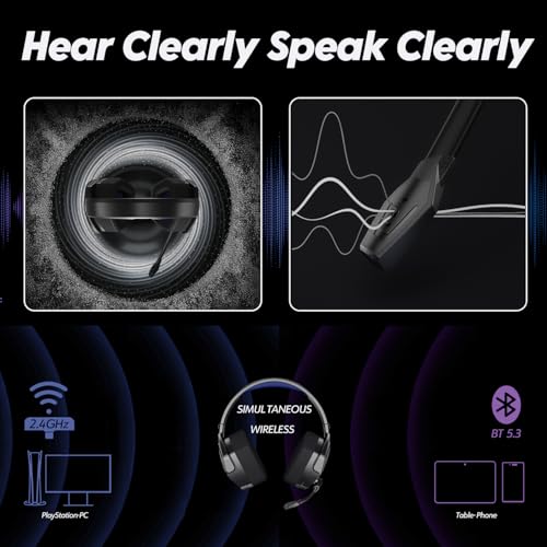 NUBWO Wireless Gaming Headset with Mic for Ps5 Ps4 PC, Zero Interference, 100-Hour Battery All-Day Play, 23ms Sync for Fortnite & Call of Duty/FPS Gamers, Triple Mode All Devices Compatible - Blue - color: Blue
