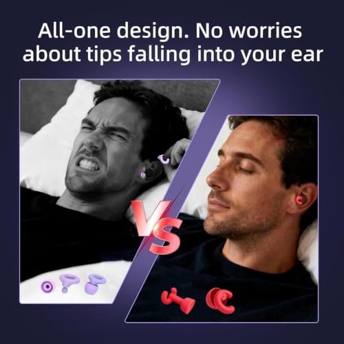 Noise Cancelling Ear Plugs Sleep 50dB NRR Side Sleep Small Ear | ultra soft silicone, reusable one-piece design, 4 sizes included, portable case - color: Red