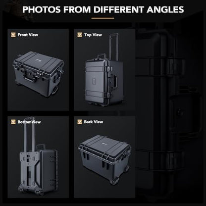 Lykus HC-5230 Hard Case with Wheels and Foam, Inner Size 19.09*12.68*12.6in | IP67 Waterproof, Pluckable Foam, Suitable for Cameras, Lenses, Electronic Equipment and More - size: HC-5230: 22.83x16.54x15.35 inch