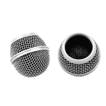 2 PCS Microphone Ball Head Mesh Grill, Silver | Microphone Head Replace, Compatible with SM58, SM58LC, SV100, RK143G, Wireless Vocal Mic Head Cover - color: Silver