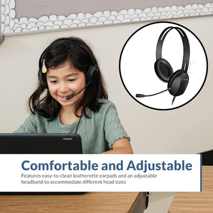 Cyber Acoustics AC-4006 USB-A Stereo Headset with Microphone for PC | Made with 60 Percent Recycled Plastic, Durable, Crisp, and Clear Communication, in K-12 Classrooms or Home - size: 1 Unit - USBA