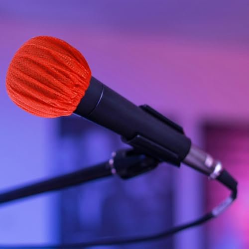 Healifty Disposable Rubber Non-woven Covers Fabric Microphone Mic 100pcs Shield Protection Replacement Covers with Band and Quick Application and Easy to Use Recording Studios Speeches