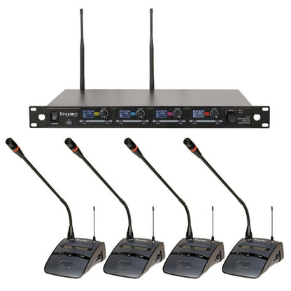 Kingdom V5 Wireless Mic System with 4 Podiums, Professional Wireless Microphone System for Churches, Bands, and Events - style: 4 Podium Mics