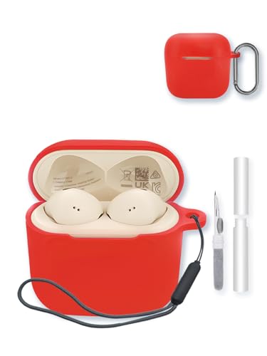 Case for Sennheiser ACCENTUM Open True Wireless Bluetooth Headphones,Soft Protective,BOVUGAC Silicone Case Cover with Keychain & Cleaning Kit & Lanyard for Sennheiser ACCENTUM Open-Red - color: Red