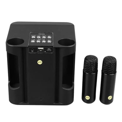 Asixxsix Karaoke Machine, Portable Bluetooth Speaker with 2 Wire Less Microphones, Portable Bluetooth Karaoke Speaker with 2 Wire Less handheled Microphones for Home Party