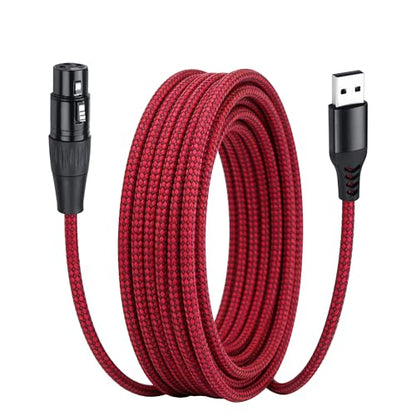 10Ft XLR to USB Microphone Cable 3-Pin XLR Female to USB A Braided Audio Cable for Mic, Recording Devic Connection(3M)