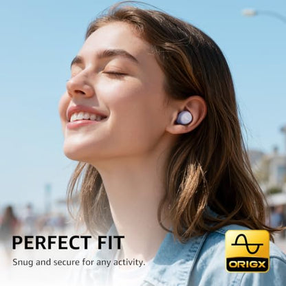 TOZO A1 Wireless Earbuds Bluetooth 5.3 Light Weight in Ear Headphones | IPX5 Waterproof, 2 Mics for AI Calls, Immersive Premium Sound Bass Ear buds with Charging Case, 32 Presets EQ via TOZO App - color: Light Purple