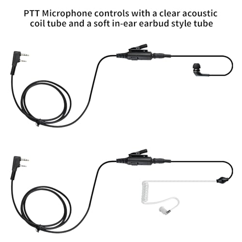 2-Way Radio Earpiece Ear Piece Headset to 3.5mm Aux Audio Earphone for Baofeng uv5r uv 5r uv-5r for Retevis rt21 rt22 for Sancom for Kenwood 2 Pin Walkie Talkies