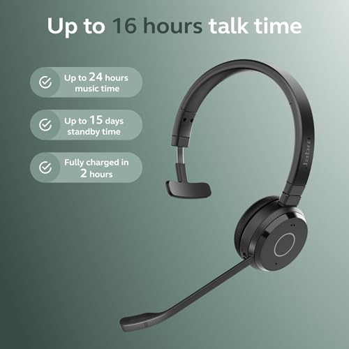 Jabra Evolve 65 TE (Third Edition) Wireless Teams Headset with Mic, Black - style: Single-Ear, Charging Cord