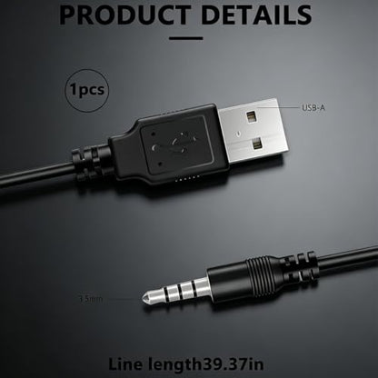 3.5mm USBCharging Audio Cable 3.3FT,AUX Audio Jack toUSB Male Charging CableAdapter,Compatible withHeadphones,Speakers,VoiceRecorders,MP3 Players,and Other Devices with a3.5mm Port