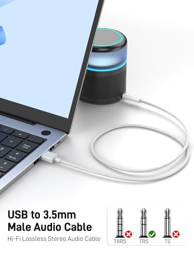 3FT USB to 3.5mm Audio Aux Cable 2 Pack, Nylon Braided USB Male to AUX Male Jack Adapter TRS Stereo Audio Cord for Headphones, PC, Laptop, Speaker, Windows Computer PS5 PS4 Mac OSX Desktops
