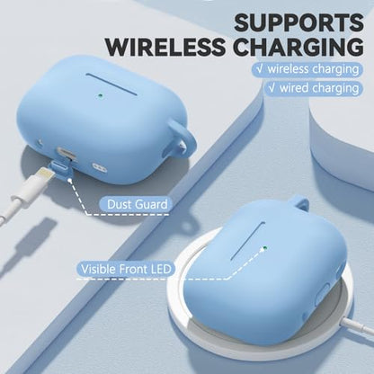 Ljusmicker for AirPod Pro Case Cover with Cleaner Kit,Soft Silicone Protective Case for Apple AirPods Pro 2nd/1st Generation for Women Men,AirPod Pro Case with Magnetic Lid Lock & Keychain-Pure Blue - color: C-Magnetic Sky Blue