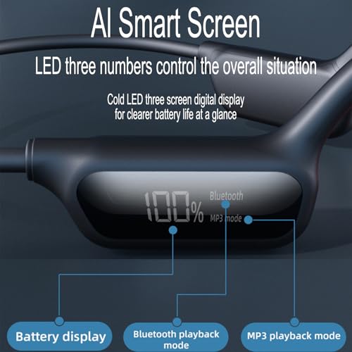 Swimming Headphones Bone Conduction Open Ear Headset MP3 Player Built-in 32G Memory IP68 Underwater Waterproof Stereo Bluetooth Earphone LED Screen for Driving Bicycling Running Skiing-X10 Black - color: Swim headset X10 Black