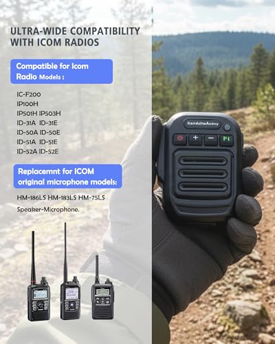 Wireless Speaker Microphone for Icom ID-51A ID-31A ID-52A IP100H IP501H – 33ft Range Hand Mic with 360° Belt Clip, USB-C Charging, 3.5mm Jack for Security & Warehouse Use