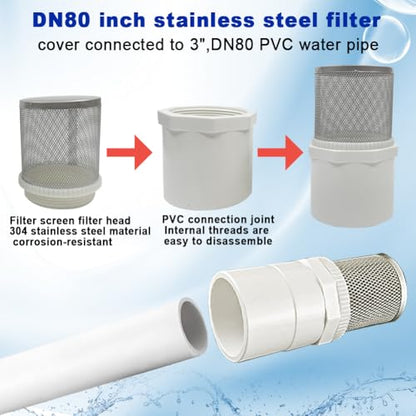 3" Stainless Steel Filter DN80/3" Suction Strainers Used to Remove Debris and Reduce Solid Entry（1pcs） - size: 3"DN80