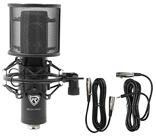 Rockville ROCK-U MINI 2x2 USB Recording Interface Kit with RCM PRO Mic | 24-Bit/192kHz, XLR/TRS Combo and Hi-Z Inputs, 48V Phantom Power, 0ms Monitoring, PRO-M50 Headphones, Shock Mount, 3-Items