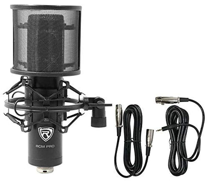 Rockville ROCK-U MINI 2x2 USB Recording Interface Kit with RCM PRO Mic | 24-Bit/192kHz, XLR/TRS Combo and Hi-Z Inputs, 48V Phantom Power, 0ms Monitoring, PRO-M50 Headphones, Shock Mount, 3-Items