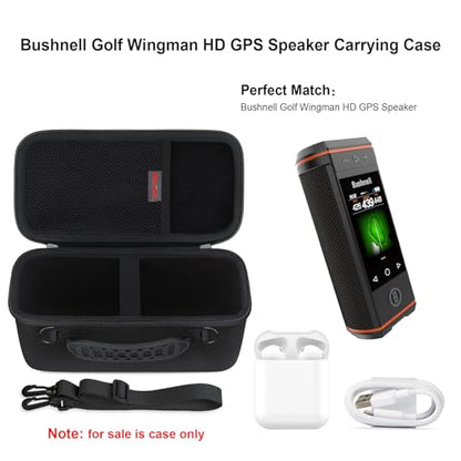 Elonbo Carrying Case for Bushnell Golf Wingman HD GPS Speaker, Black+ | Golf GPS Speaker and Handheld GPS Rangefinder Hard Travel Bag, with Mesh Pocket Handle Double Zipper, for Protective Storage - color: Black+ inside Black