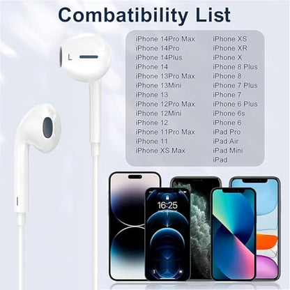 [Apple MFi Certified] Wired Headphones for iPhone Earbuds with Lightning,2 Pack Built-in Mic & Volume Control HiFi Stereo Nosie Reduction in-Ear Earphones Compatible with iPhone 14/13/12/11/XR/XS/X