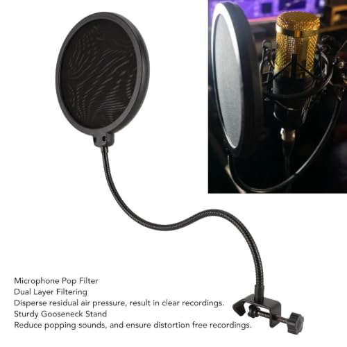 Metal Microphone Filter 360 Degree Adjustable with Gooseneck Stand