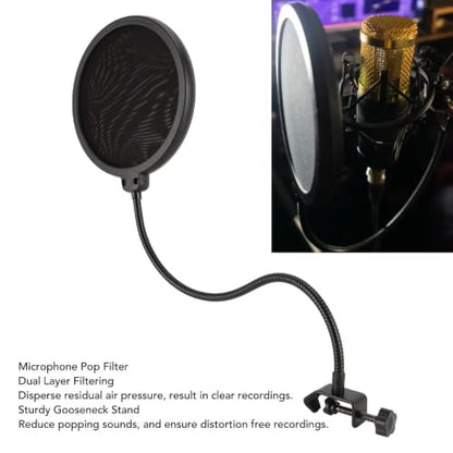 Metal Microphone Filter 360 Degree Adjustable with Gooseneck Stand