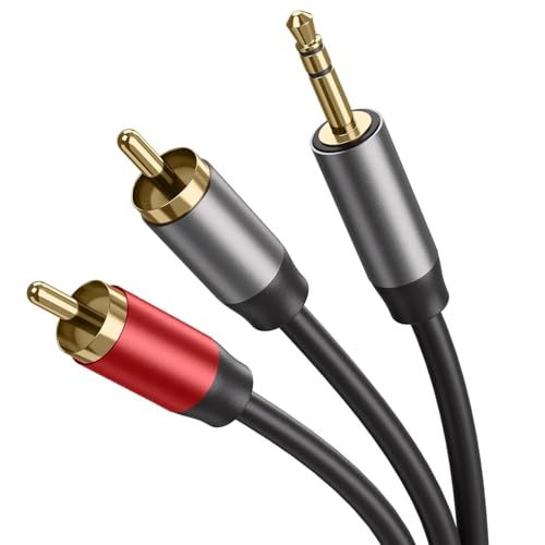 Vancle 3.5mm to 2RCA Cable, 4.9ft Aux to 2RCA Headphone Male to Male Headphone Jack Adapter, HiFi Stereo 1/8 Y Splitter Auxiliary Cord for Phones, Speakers, Tablet, MP3, Amplifiers, HDTV