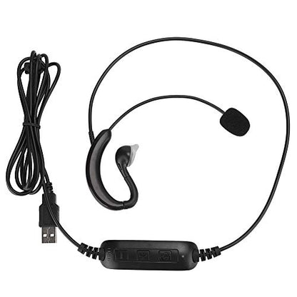 USB Computer Headset with Microphone, Wired Earbuds with Ear Hook and Inline Controls for Laptop PC Gaming Call Center