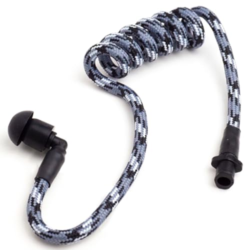 Fabric-Coated Acoustic Tube Ear Piece - Tubeez Walkie Talkie Earpiece with Black Ear Plugs - Moisture-Blocking Threaded Tube Fits with Any Motorola Radio Earpiece, Smoke Color - color: Smoke Color