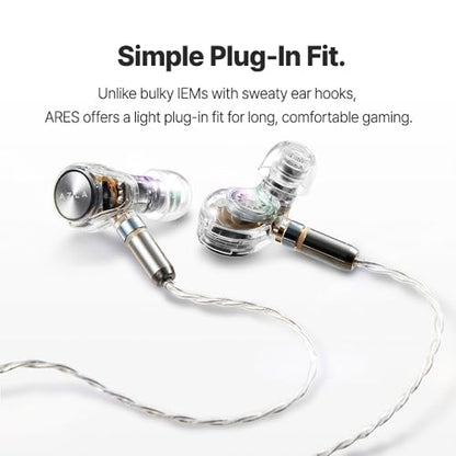 AZLA ARES Clear Gaming Earbuds with Mic for PS5 PC FPS USB-C MMCX | IEMs for Gaming, Tuned for FPS Games, Compatible with PS5, XBox, Nintendo Switch, PC, Phone and More