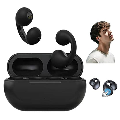 Wireless Ear Clip Bone Conduction Headphones, 2023 New Open Earbuds Bluetooth Earbuds, IPX5 Waterproof Hook Headphones After Shock Air (Black) - color: Black