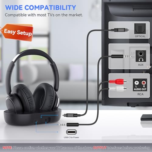 ANSTEN Wireless Headphones for TV Watching,TV Headphones Wireless | Universally Compatible Transmitter Charging Base Over Ear Headset No Delay 35 Hrs Audio Playtime Plug n Play for Seniors