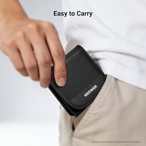NEEWER 67mm Filter Case, Trifold Foldable Splash Resistant Protective Carry Pouch Storage Bag Accessories, Holds Up to Three 67mm Round Camera Lens Filters, PB14 - style: Pb14