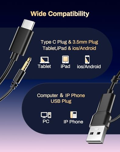 USB Headset with Microphone for PC/Office/Call Centers/Home | Computer Headset with Volume Control & Mic Mute,Compatible with Teams/Zoom/Skype - color: Black