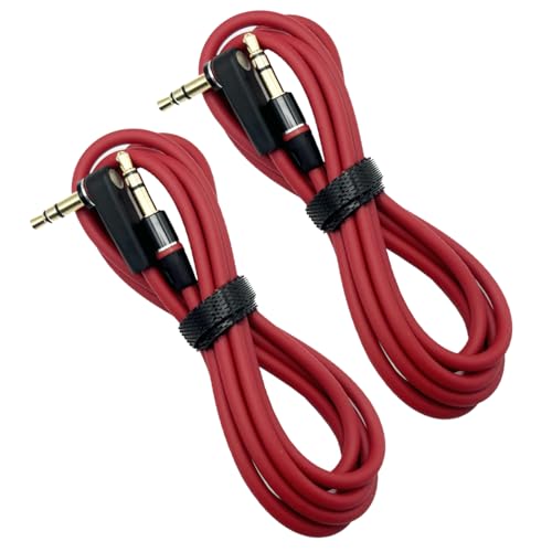 Seadream 3.5mm Audio Cable 4FT,2Pack 3.5mm Aux Cable Male to Male Right Angle TRS Cord Compatible for Headphones, iPods, iPhones, iPads, Speaker,Home/Car Stereos and More,24K Gold Plated