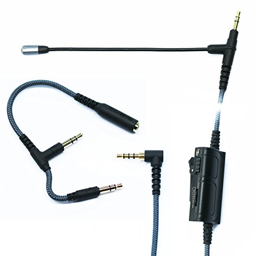 Gaming Mic, Audio Cable Adapter with Boom Microphone Universal Volume for Gaming PS4 Xbox One PC Laptop iPhone Android Windows Phone to V-Moda Beats Solo & Most 3.5mm Input Port Headphone (200CM)