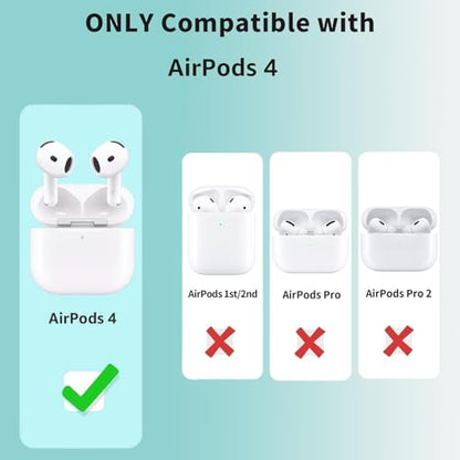 for Airpods 4th Case Cover, Come with Cleaner Kit,Soft Skin Silicone Case Cover with Keychain, Front LED Visibl, Full Protective Case，Compatible with AirPods 4th(Nightglow Blue) - color: B6-Luminous Blue