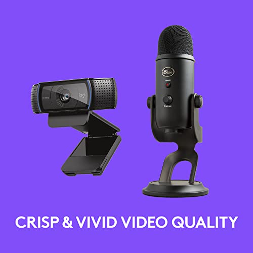 Logitech C920x HD Pro Webcam, Full HD 1080p/30fps - Black w/Blue Yeti USB Microphone - Blackout - size: 1 Pack, style: 1080P/30 fps, 720p/30fps